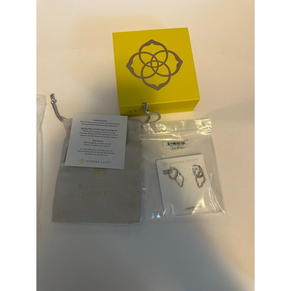 Kendra Scott Abbie Huggie Earrings Convertible Silver. Rhod Metal
